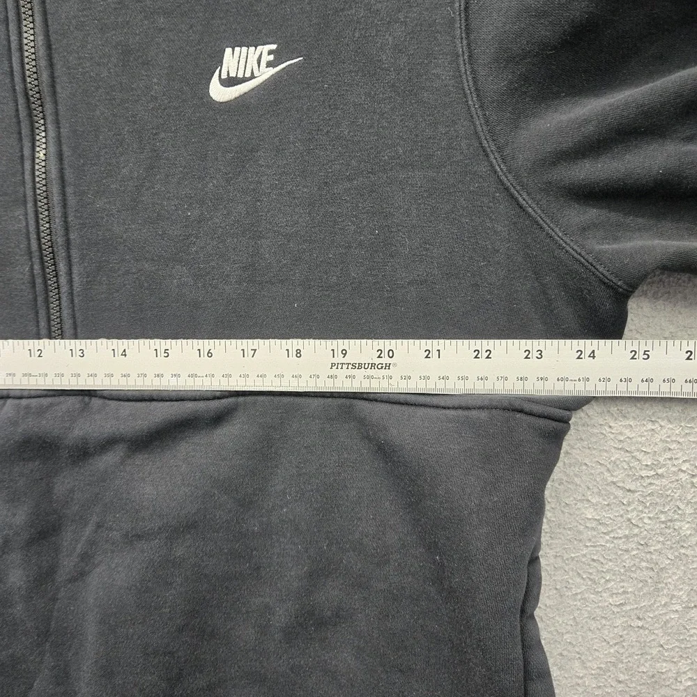 Nike Men Hoodie XL Black Fleece Nike Swoosh Embroidered Half Zip Logo Pockets